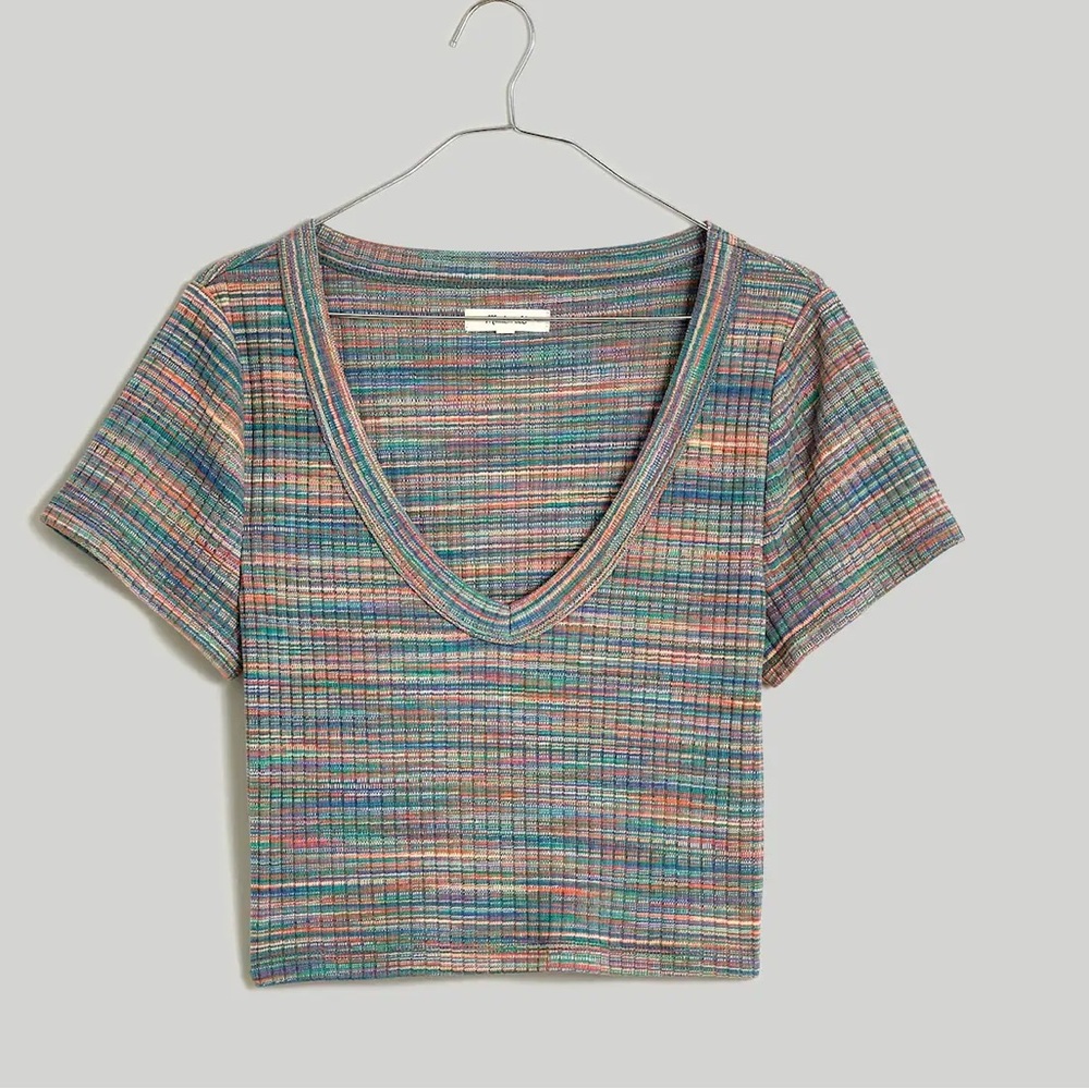 Madewell Multicolor Ribbed V-Neck Crop Top